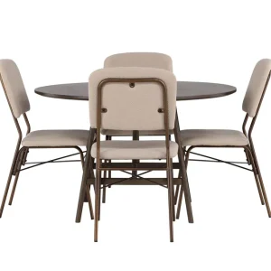 Billig Venture Home Kaseidon Matgrupp 100 cm Rund med 4 Seda stolar Beige - Möbler