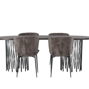 Venture Home Stone Matgrupp 220 cm Oval med 4 Modesto stolar Mörkgrå - Möbler Utförsäljning
