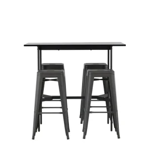 Venture Home Rax Matgrupp 120 cm Rektangulär med 4 Tempe stolar Svart - Möbler Fynd