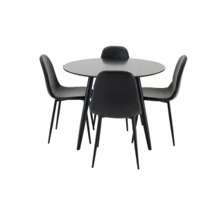 Expressleverans Venture Home Polar Matgrupp 100 cm Rund med 4 Polar stolar Svart - Möbler