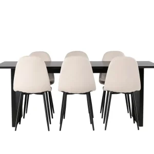 Venture Home Vail Matgrupp 200 cm Rektangulär med 6 Polar stolar Beige - Möbler I lager