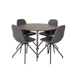 Venture Home Plaza Matgrupp 100 cm Rund med 4 Polar stolar Svart - Möbler Populär