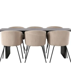 Köp online Venture Home Vail Matgrupp 200 cm Rektangulär med 6 Berit stolar Beige - Möbler