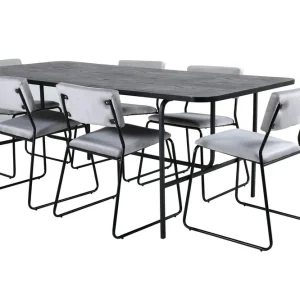 Venture Home Unos Matgrupp 200 cm Rektangulär med 6 Kenth stolar Svart - Möbler Sänkt pris