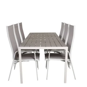 Venture Home Break Matgrupp Utomhus 205 cm + 6 st Copacabana Reclinerstol Utomhusar Grå /Vit - Utemöbler Begränsad tid