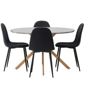 Snabb frakt Venture Home Piazza Matgrupp + 4 stolar Rektangulär Grå - Möbler
