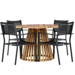 Bästa pris Venture Home Lumpur Matgrupp Utomhus + Copacabana 4 Utestolar Natur - Utemöbler