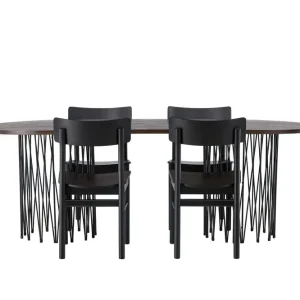 Beställ idag Venture Home Stone Matgrupp + 4 Montros stolar Oval Svart/Mocca - Möbler