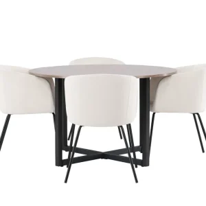 Billigare Venture Home Durango Matgrupp 120 cm Rund med 4 Berit Stolar Valnöt - Möbler