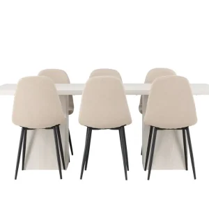Venture Home Olga Matgrupp 200 cm Rektangulär med 6 Polar Stolar Beige - Möbler Sänkt pris