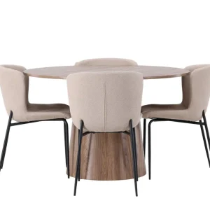 Erbjudandepris Venture Home Lanzo Matgrupp 120 cm Rund med 4 Modesto Stolar Natur - Möbler