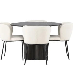 Venture Home Olivia Matgrupp 110 cm Rund med 4 Edina Stolar Mocca - Möbler Outlet