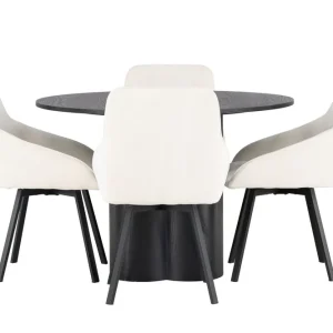 Billig Venture Home Olivia Matgrupp 110 cm Rund med 4 Rosie Stolar Svart - Möbler