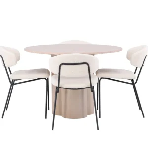 Venture Home Olivia Matgrupp 110 cm Rund med 4 Chico Stolar Whitewash - Möbler Endast idag