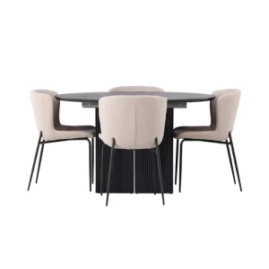 Kampanj Venture Home Matilda Matgrupp 130 cm Rund med 4 Modesto Stolar Beige - Möbler