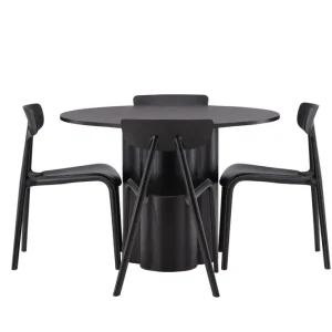 Venture Home Olivia Matgrupp 110 cm Rund med 4 Ursholmen Stolar Svart - Möbler Outlet