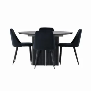 Kundfavorit Venture Home Matilda Matgrupp 130 cm Rund med 4 Night Stolar Svart - Möbler