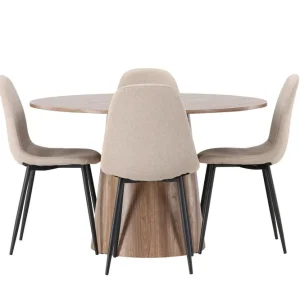 Venture Home Lanzo Matgrupp 120 cm Rund med 4 Polar Stolar Natur - Möbler Billig