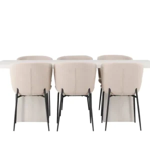 Venture Home Olga Matgrupp 200 cm Rektangulär med 6 Modesto Stolar Beige - Möbler Erbjudandepris