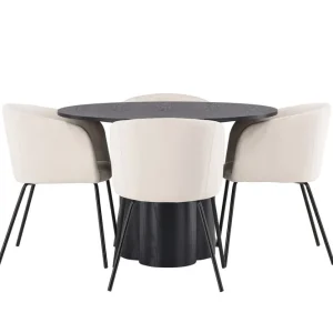 Snabb leverans Venture Home Olivia Matgrupp 110 cm Rund med 4 Berit Stolar Beige - Möbler