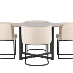 Köp online Venture Home Durango Matgrupp 120 cm Rund med 4 Simrishamn Stolar Valnöt - Möbler