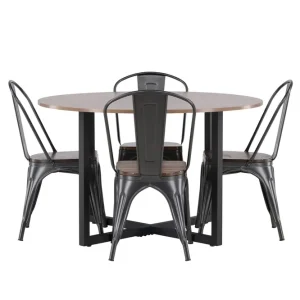 Venture Home Durango Matgrupp 120 cm Rund med 4 Tempe Stolar Valnöt - Möbler Begränsat erbjudande