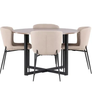 Venture Home Durango Matgrupp 120 cm Rund med 4 Modesto Stolar Valnöt - Möbler Reapris