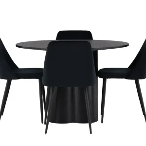 Venture Home Olivia Matgrupp 110 cm Rund med 4 Night Stolar Svart - Möbler I lager