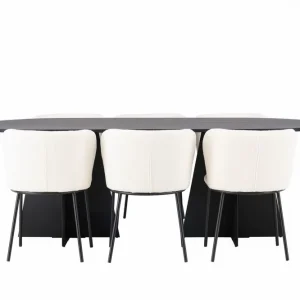 Erbjudande Venture Home Bootcut Matgrupp 230 cm Oval med 6 Edina Stolar Svart - Möbler