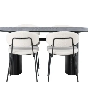 Fri frakt Venture Home Isolde Matgrupp 180 cm Oval med 4 Chico Stolar Svart - Möbler