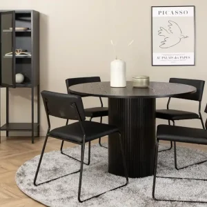 Handla nu Venture Home Bianca Matgrupp 110 cm Rund med 4 Kenth Stolar Svart - Möbler