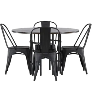 Populärt val Venture Home Copenhagen Matgrupp 115 cm Rund med 4 Tempe Stolar Svart - Möbler