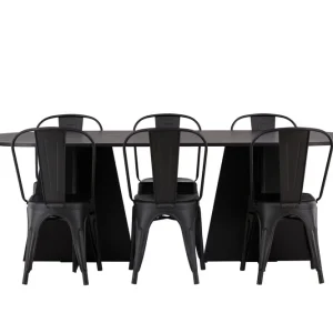 Begränsat antal Venture Home Bootcut Matbord 230x115 cm med 4 Tempe Stolar Svart - Möbler