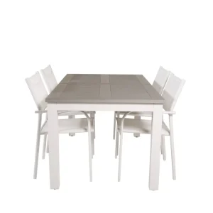 Albany Matgrupp Utomhus 150-210 cm Rektangulär med 4 Santorini Utestolar Grå - Utemöbler Nyhet