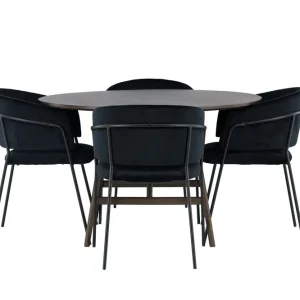 Populärt val Venture Home Kaseidon Matgrupp 100 cm Rund med 4 Selma Stolar Mörkbrun - Möbler