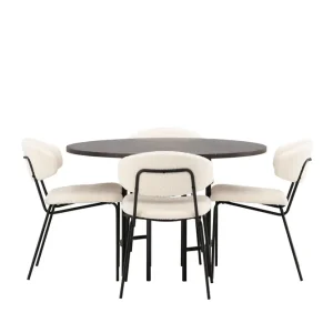Venture Home Copenhagen Matgrupp 115 cm Rund med 4 Chico Stolar Svart - Möbler Lägg i varukorgen