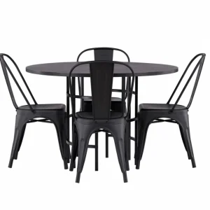 Venture Home Copenhagen Matgrupp 115 cm Rund med 4 Tempe Stolar Svart - Möbler Lägg i varukorgen