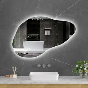 Badrumsspegel 100x65 cm med LED-belysning och anti-fog - Inredning Billigare