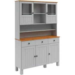 Loft24 Alby Byrå med Överskåp 125x38 cm Grå - Förvaring Nedsatt pris