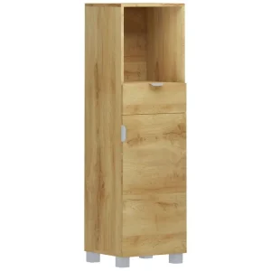 Endast denna vecka Loft24 Atlas Högskåp till Badrum 129x38x36 cm Natur - Hus & renovering