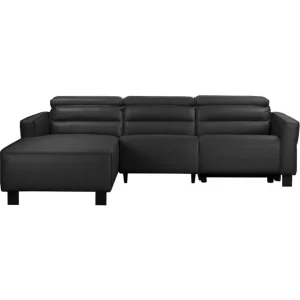 Outlet Loft24 Reclinersoffa med hörn Loft24 Carpari Reclinersoffa 3-sits Black Left-faced Artificial leather - Möbler