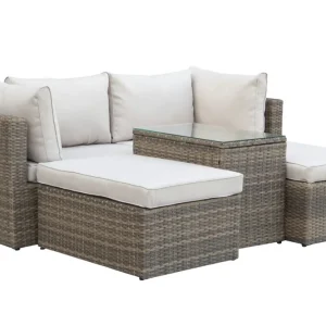 Comfort Garden Dramilo Loungegrupp i konstrotting med bord och dynor Beige - Trädgård & spabad Rea