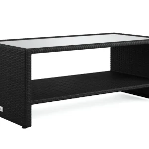 Comfort Garden Bahamas Soffbord med hylla Utomhus 113 cm Konstrotting Svart - Utemöbler Kampanj