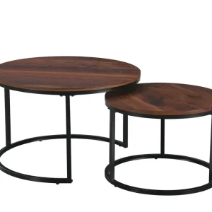 Basic Home Alex Satsbord 76 cm Runt Valnöt/Svart - Möbler Endast denna vecka