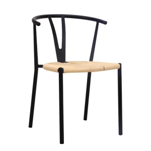 Begränsad tid Basic Home Elysia Matstol med armstöd metall och flätad sits Svart - Möbler