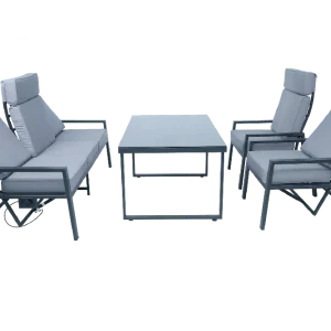 Loungegrupp i aluminium med recliner – Soffa, 2 stolar & bord | Apelviken - Trädgård & spabad Rabatt