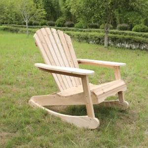 Populärt val Gungande däckstol i trä | Adirondack loungestol för uteplats | 92×79×90 cm - Utemöbler