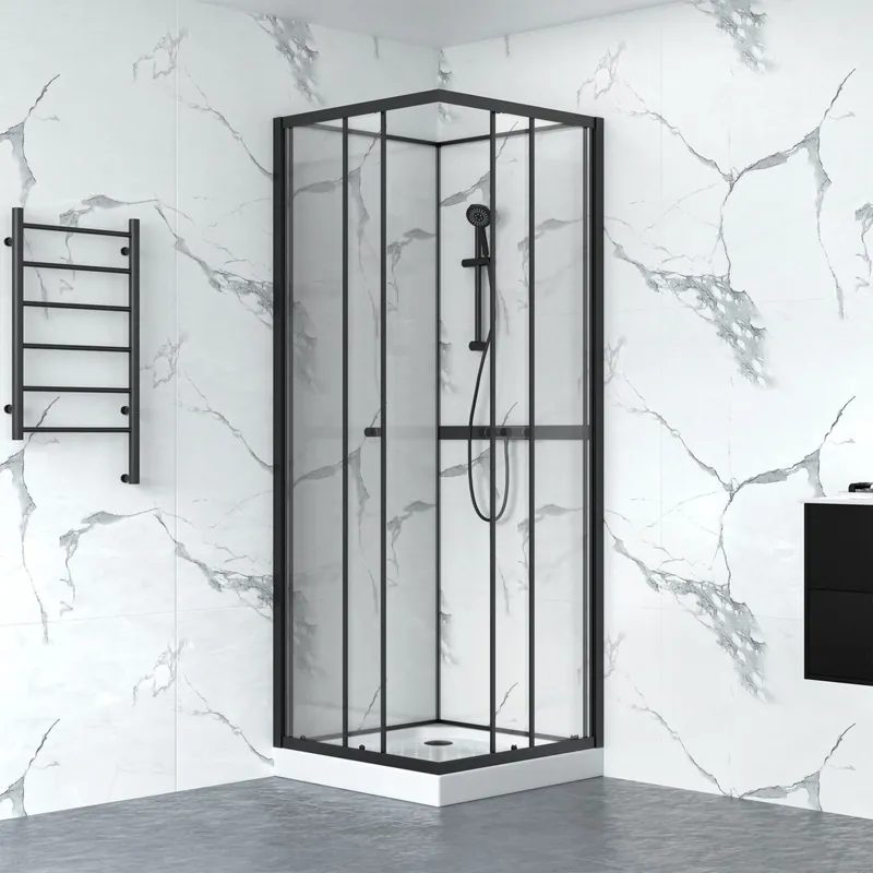 Duschkabin 80x80cm | Aluminium & säkerhetsglas | Svart ram - Hus & renovering Kampanj