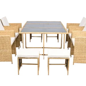 Lägg i varukorgen Matgrupp/Utegrupp 10 platser | 6 Stolar & 4 Pallar | Skärhamn beige - Utemöbler