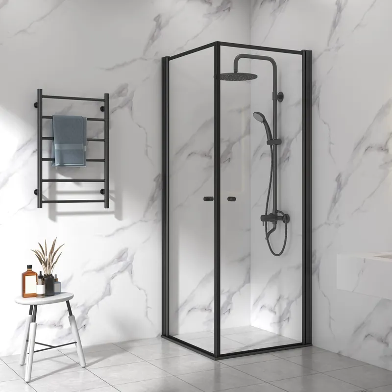 Kundfavorit Duschhörna 90x90cm | Aluminium & säkerhetsglas | Svart ram - Hus & renovering